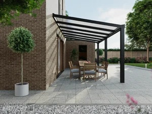 Modernbedacht 6m schwarz seite 3pfosten comp Modernbedacht