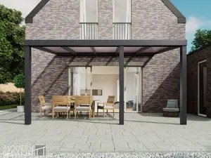 Modernbedacht 5m anthrazit vorne 3 pfosten Modernbedacht