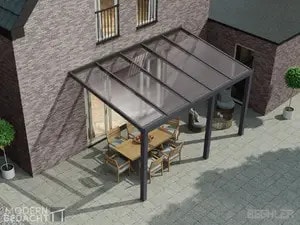 Modernbedacht 5m anthrazit vorne 3 pfosten seite Modernbedacht